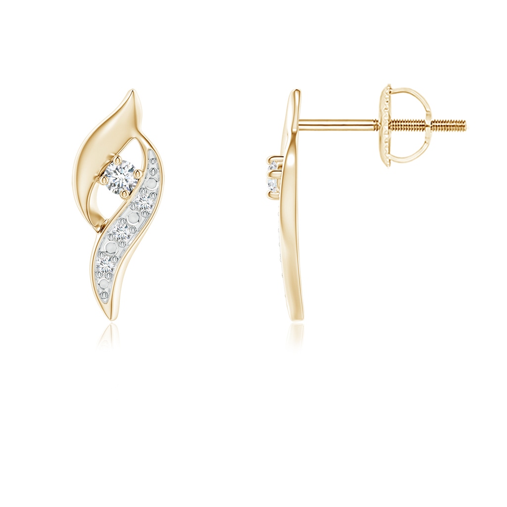 1.8mm GVS2 Diamond Shell Stud Earrings in Yellow Gold