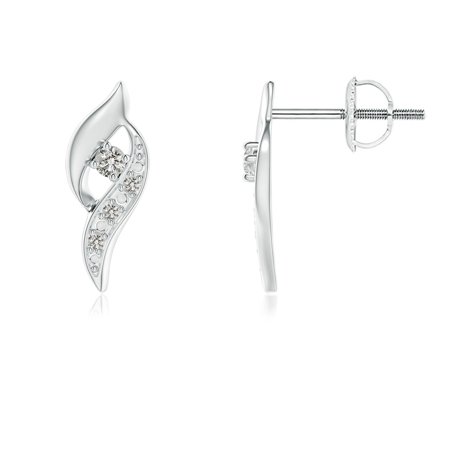 1.8mm KI3 Diamond Shell Stud Earrings in White Gold