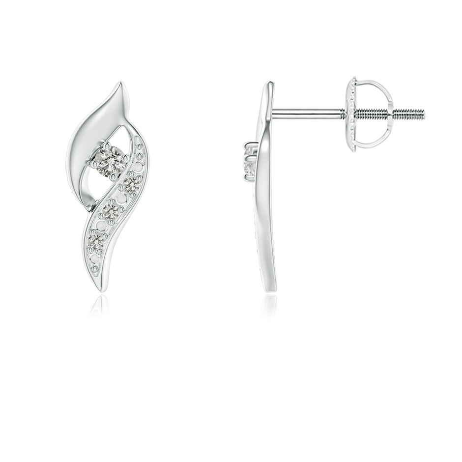 1.8mm KI3 Diamond Shell Stud Earrings in White Gold 
