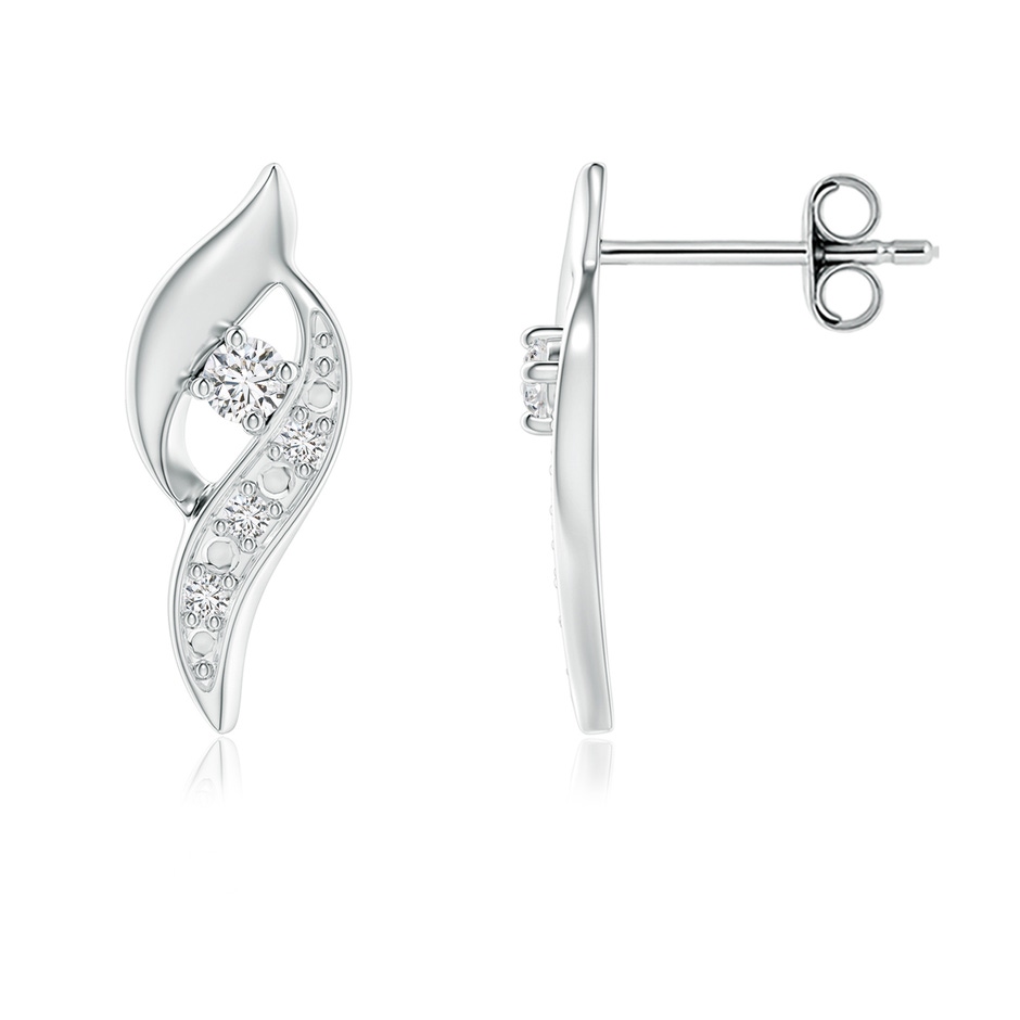 2.2mm HSI2 Diamond Shell Stud Earrings in S999 Silver 