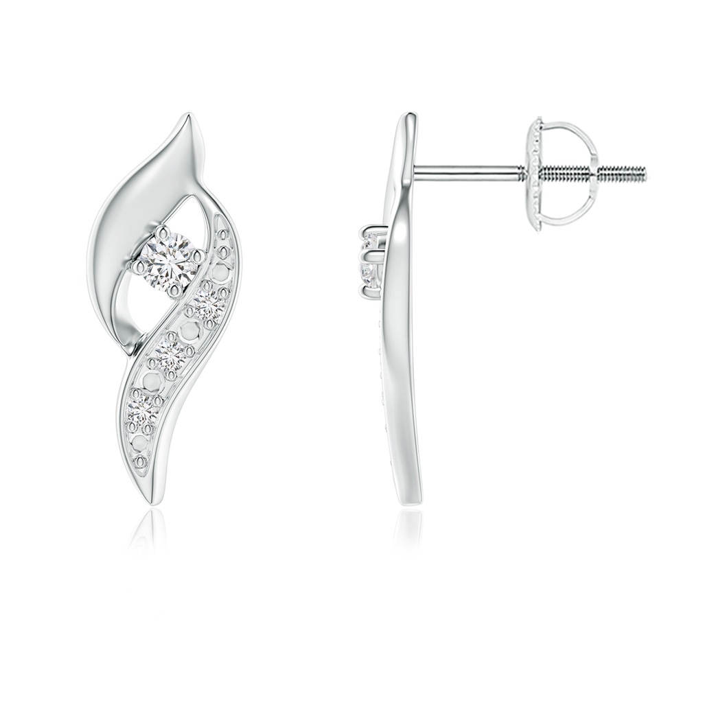 2.2mm HSI2 Diamond Shell Stud Earrings in White Gold