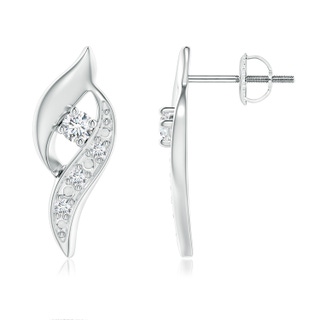 2.6mm GVS2 Diamond Shell Stud Earrings in P950 Platinum