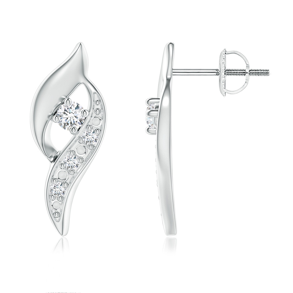 2.6mm GVS2 Diamond Shell Stud Earrings in White Gold 