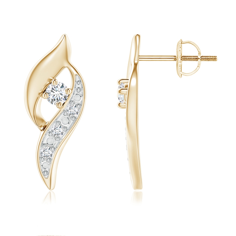 2.6mm GVS2 Diamond Shell Stud Earrings in Yellow Gold 