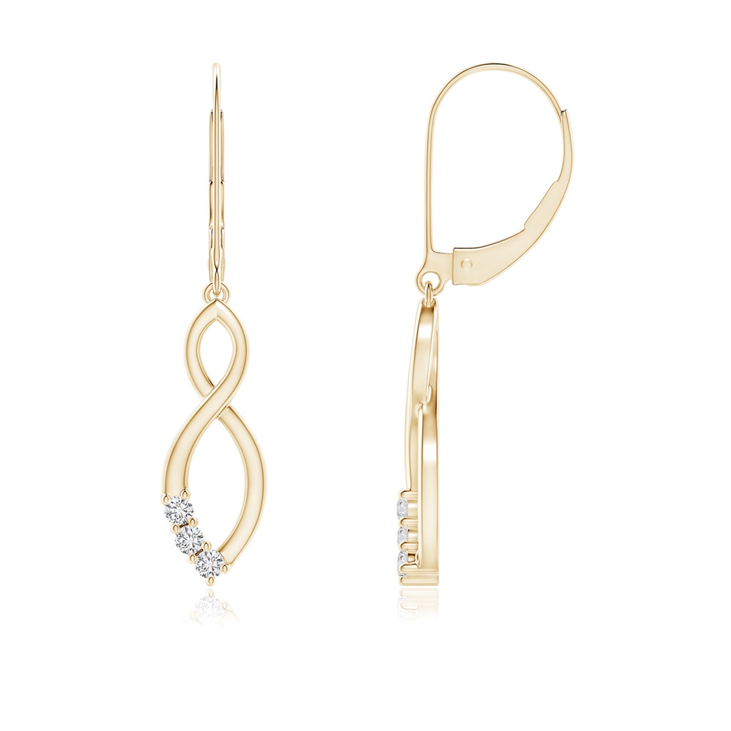 1.8mm HSI2 Diamond Infinity Drop Leverback Earrings in Yellow Gold