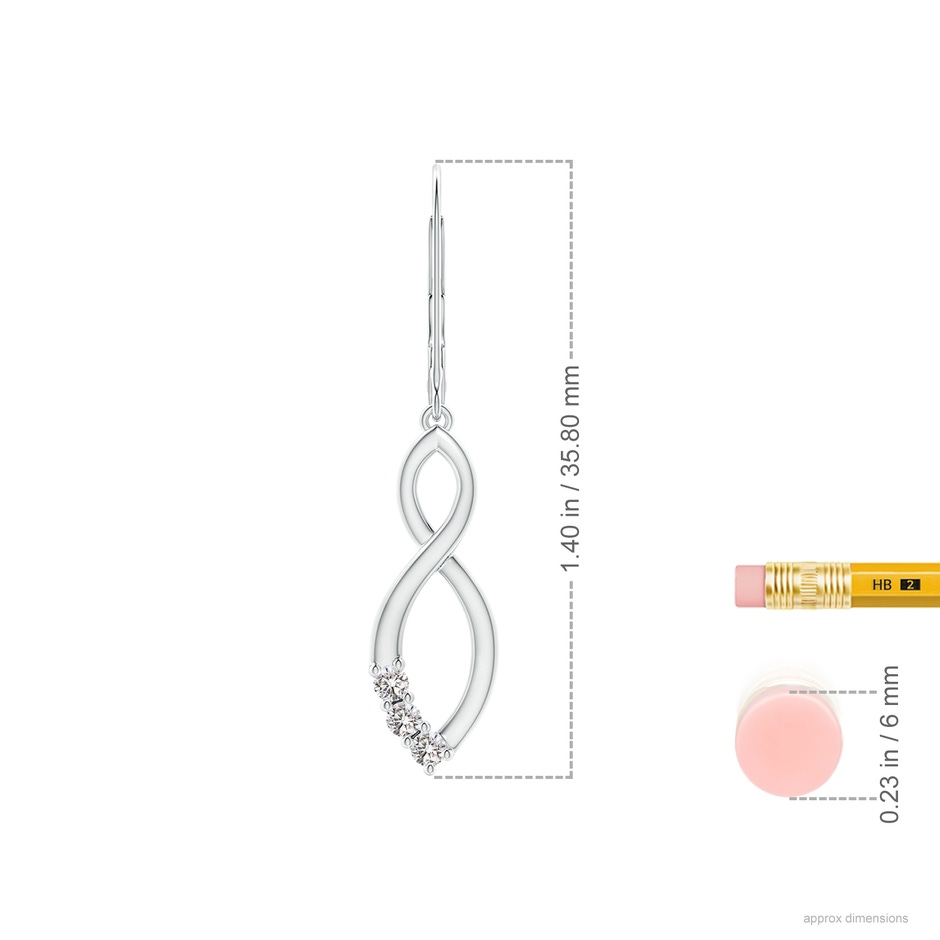 2mm IJI1I2 Diamond Infinity Drop Leverback Earrings in White Gold ruler