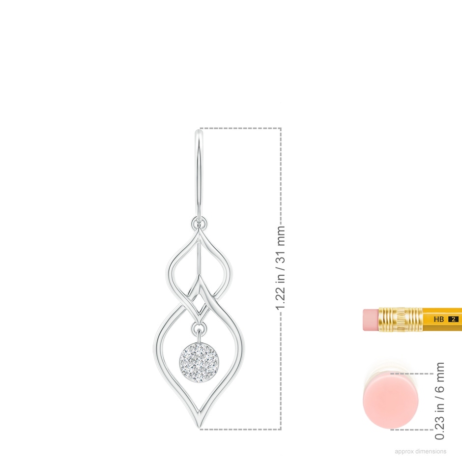 1.15mm GVS2 Diamond Cluster Double Drop Earrings in P950 Platinum ruler