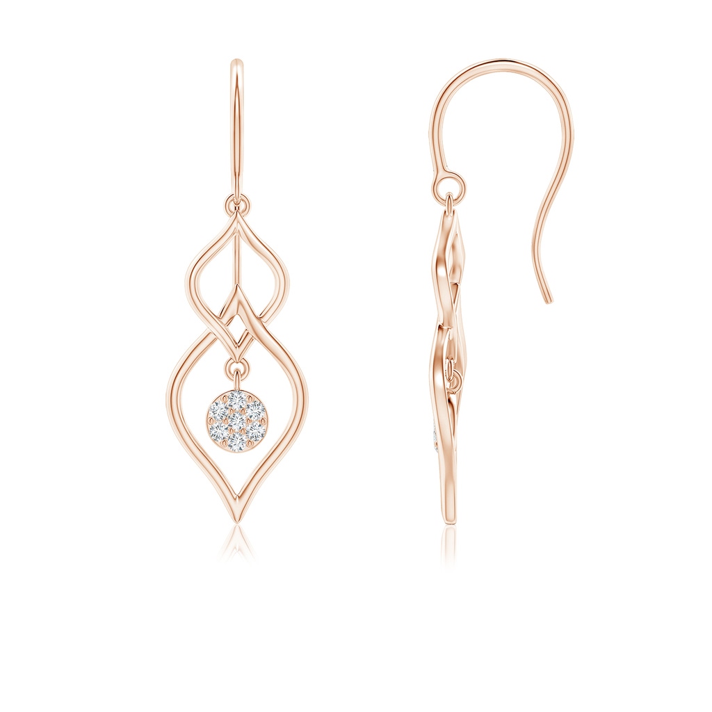 1.15mm GVS2 Diamond Clustre Double Drop Earrings in Rose Gold