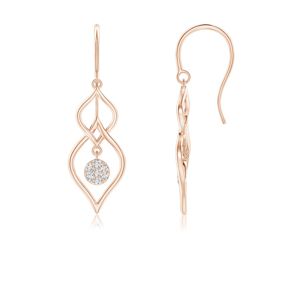 1.15mm GVS2 Diamond Clustre Double Drop Earrings in Rose Gold 
