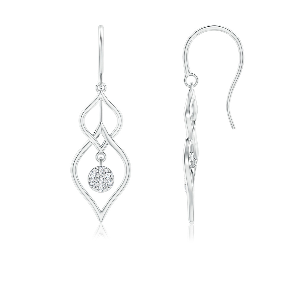 1.15mm GVS2 Diamond Clustre Double Drop Earrings in S999 Silver