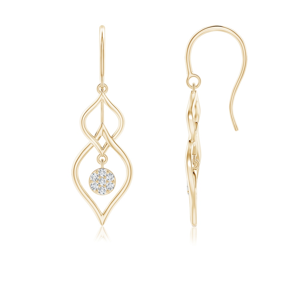 1.15mm GVS2 Diamond Clustre Double Drop Earrings in Yellow Gold