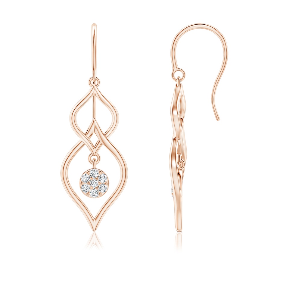 1.5mm GVS2 Diamond Cluster Double Drop Earrings in Rose Gold 