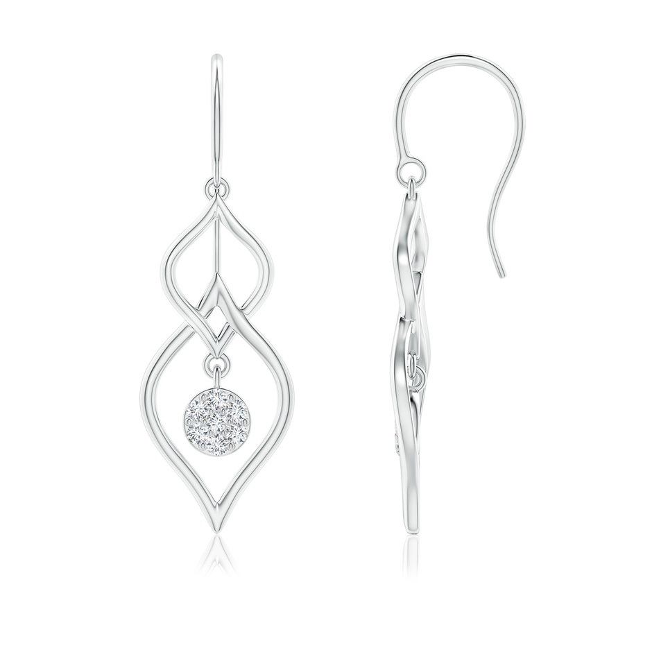 1.5mm GVS2 Diamond Cluster Double Drop Earrings in White Gold 