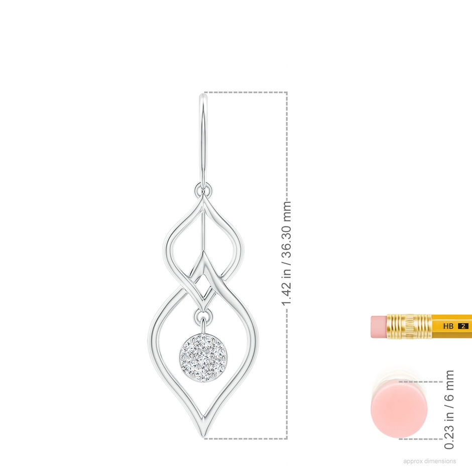 1.5mm GVS2 Diamond Cluster Double Drop Earrings in White Gold ruler