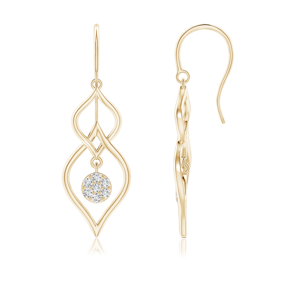 1.5mm GVS2 Diamond Cluster Double Drop Earrings in Yellow Gold 