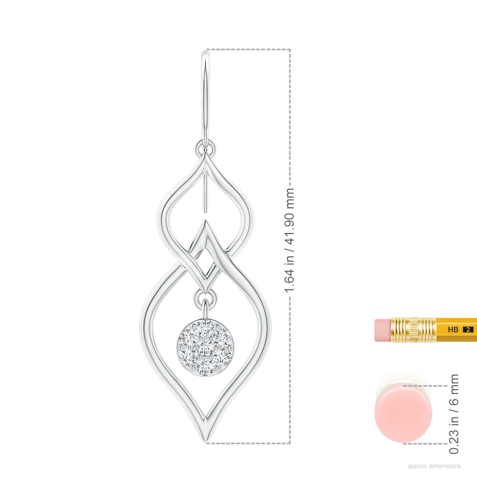 1.85mm GVS2 Diamond Clustre Double Drop Earrings in White Gold ruler