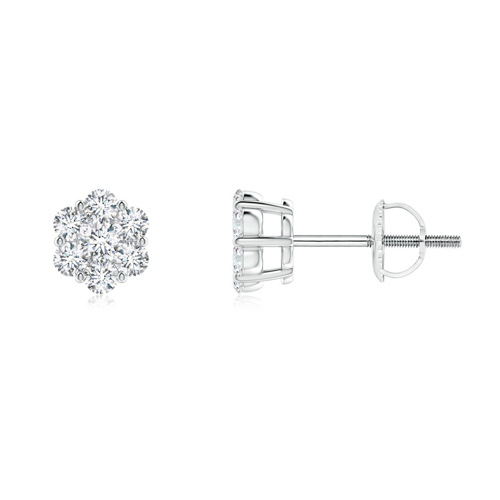1.9mm GVS2 Pressure-Set Diamond Cluster Stud Earrings in White Gold 
