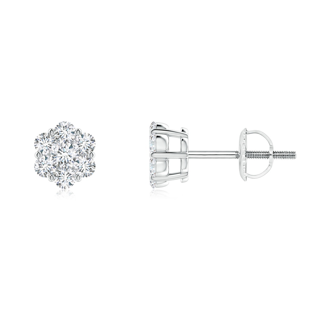 1.9mm GVS2 Pressure-Set Diamond Clustre Stud Earrings in White Gold