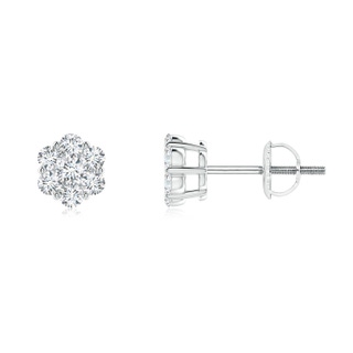 1.9mm GVS2 Pressure-Set Diamond Cluster Stud Earrings in White Gold