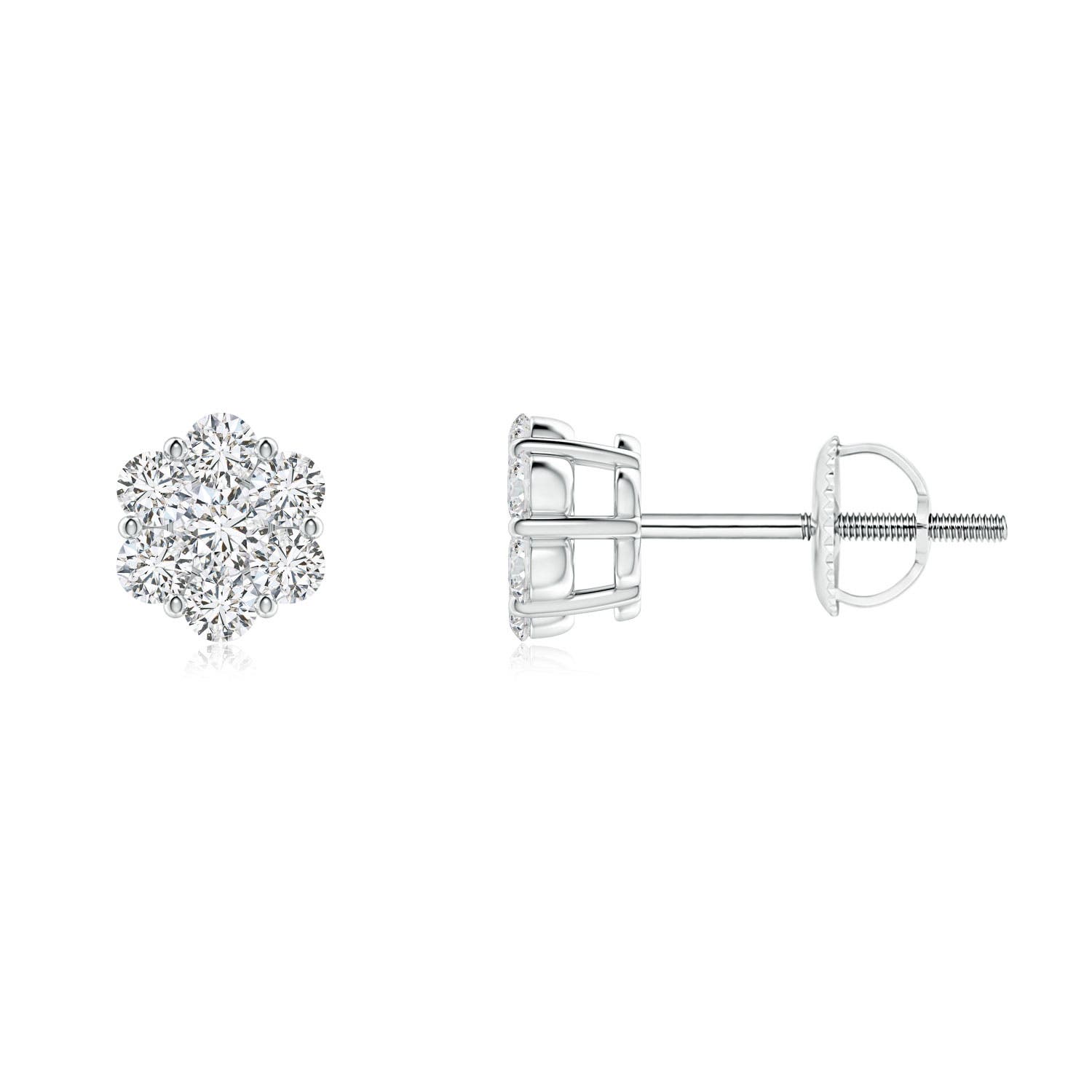 1.9mm HSI2 Pressure-Set Diamond Cluster Stud Earrings in 18K White Gold
