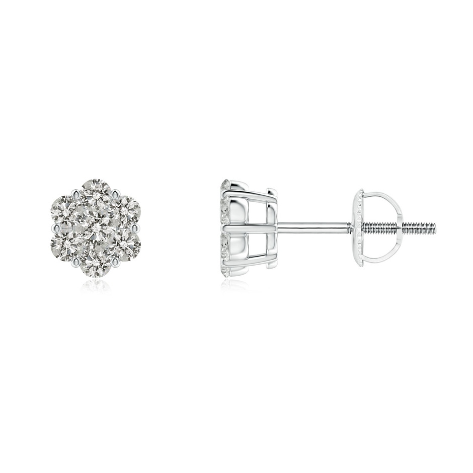 1.9mm KI3 Pressure-Set Diamond Cluster Stud Earrings in White Gold 