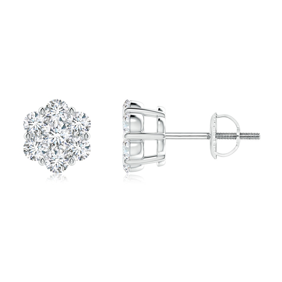 2.5mm GVS2 Pressure-Set Diamond Cluster Stud Earrings in White Gold 