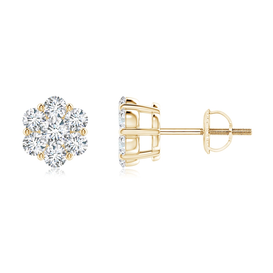 2.5mm GVS2 Pressure-Set Diamond Cluster Stud Earrings in Yellow Gold 