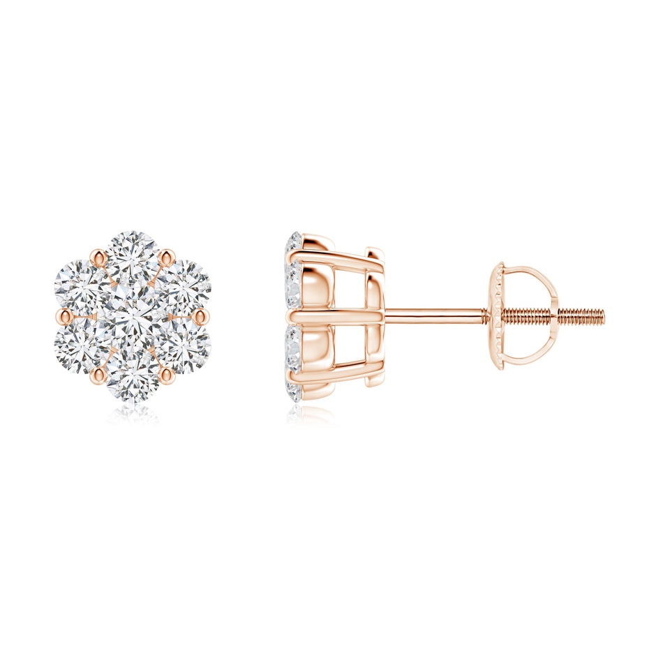 2.5mm HSI2 Pressure-Set Diamond Cluster Stud Earrings in Rose Gold 