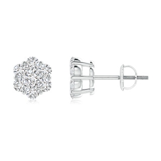 2.5mm HSI2 Pressure-Set Diamond Cluster Stud Earrings in White Gold