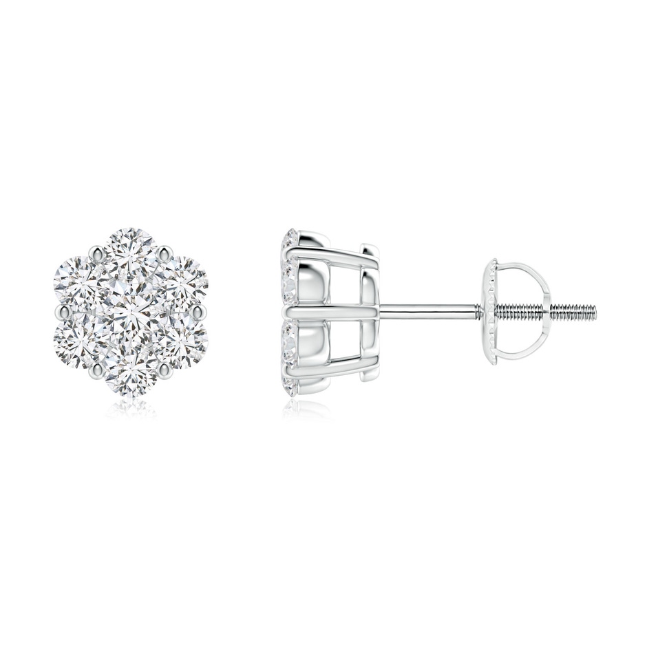 2.5mm HSI2 Pressure-Set Diamond Cluster Stud Earrings in White Gold 