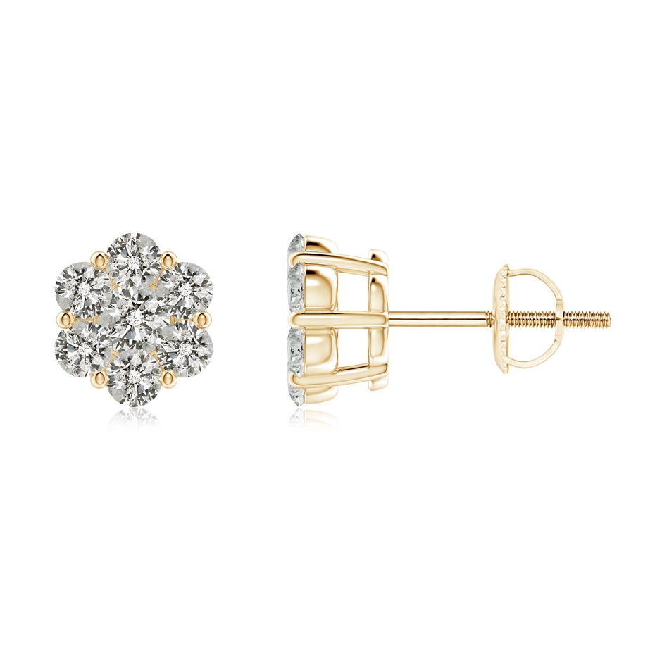 2.5mm KI3 Pressure-Set Diamond Cluster Stud Earrings in Yellow Gold 