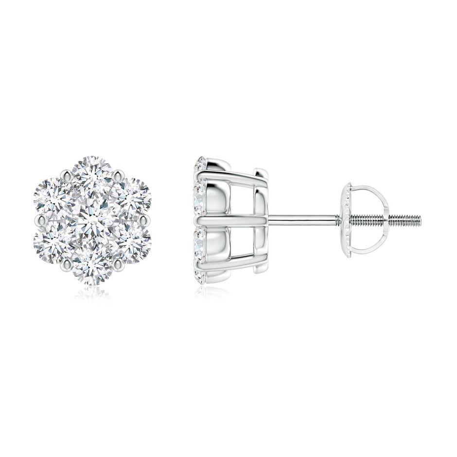 2.8mm GVS2 Pressure-Set Diamond Cluster Stud Earrings in White Gold 