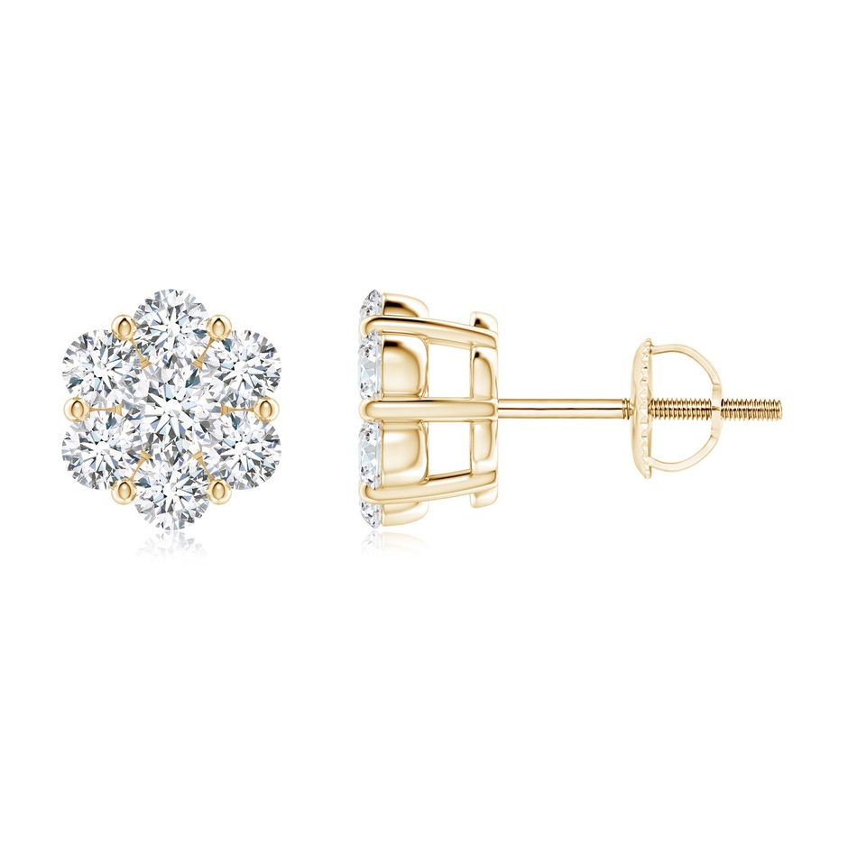 2.8mm GVS2 Pressure-Set Diamond Cluster Stud Earrings in Yellow Gold 