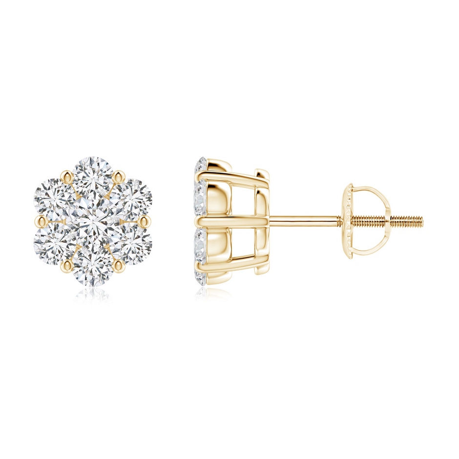 2.8mm HSI2 Pressure-Set Diamond Cluster Stud Earrings in 18K Yellow Gold 