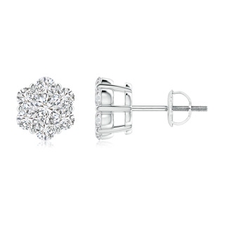 2.8mm HSI2 Pressure-Set Diamond Cluster Stud Earrings in White Gold