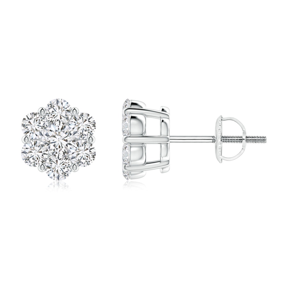 2.8mm HSI2 Pressure-Set Diamond Cluster Stud Earrings in White Gold 