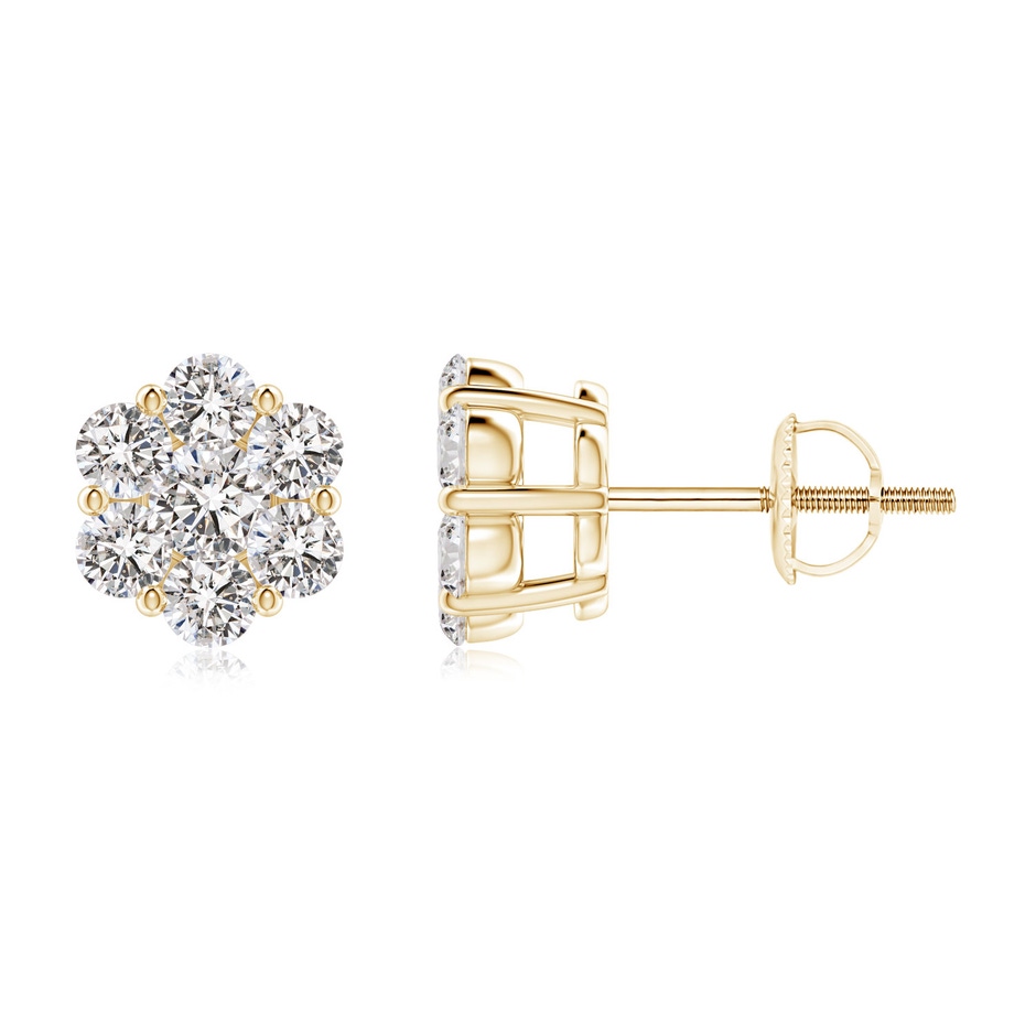 2.8mm IJI1I2 Pressure-Set Diamond Cluster Stud Earrings in Yellow Gold 
