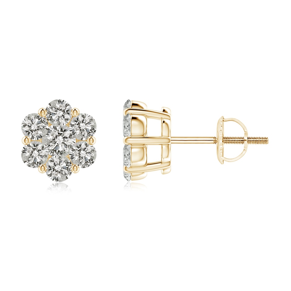 2.8mm KI3 Pressure-Set Diamond Cluster Stud Earrings in Yellow Gold 