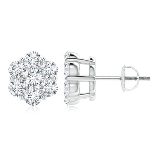 3.8mm GVS2 Pressure-Set Diamond Clustre Stud Earrings in P950 Platinum