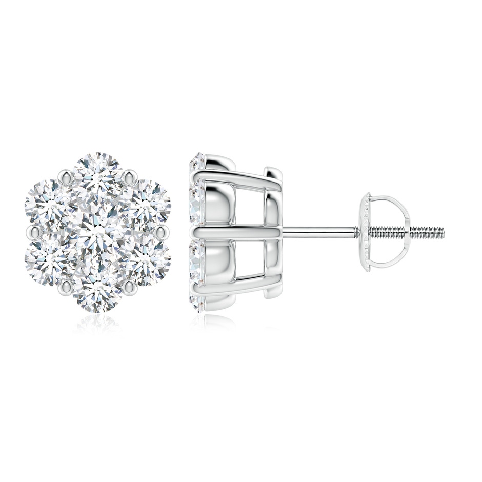 3.8mm GVS2 Pressure-Set Diamond Cluster Stud Earrings in White Gold 
