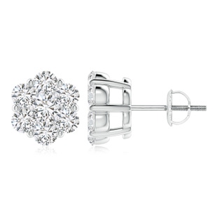 3.8mm HSI2 Pressure-Set Diamond Cluster Stud Earrings in White Gold