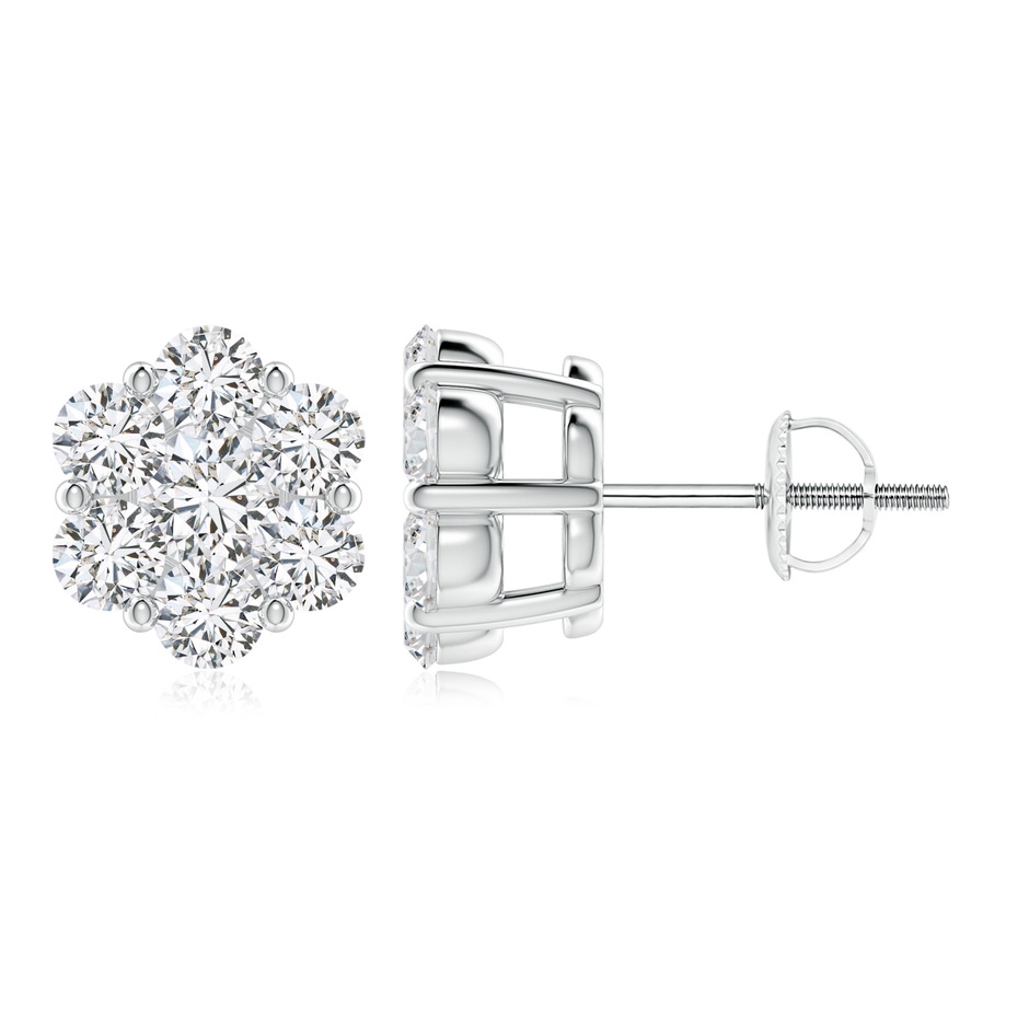 3.8mm HSI2 Pressure-Set Diamond Cluster Stud Earrings in White Gold 