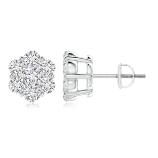 3mm HSI2 Pressure-Set Diamond Cluster Stud Earrings in White Gold