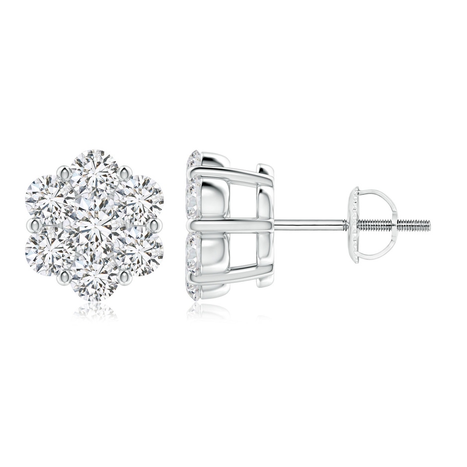 3mm HSI2 Pressure-Set Diamond Cluster Stud Earrings in White Gold 