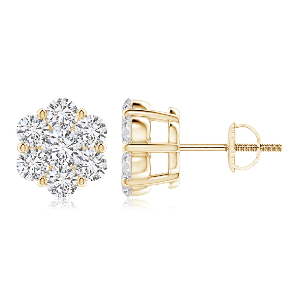 3mm HSI2 Pressure-Set Diamond Clustre Stud Earrings in Yellow Gold