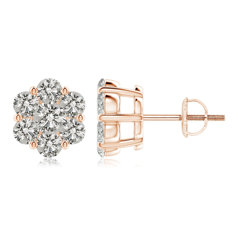 3mm KI3 Pressure-Set Diamond Cluster Stud Earrings in 18K Rose Gold 