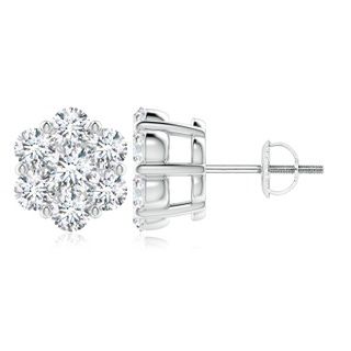 4.3mm GVS2 Pressure-Set Diamond Clustre Stud Earrings in P950 Platinum