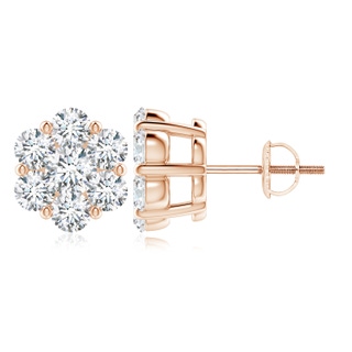 4.3mm GVS2 Pressure-Set Diamond Clustre Stud Earrings in Rose Gold