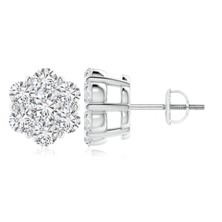 4.3mm HSI2 Pressure-Set Diamond Clustre Stud Earrings in P950 Platinum