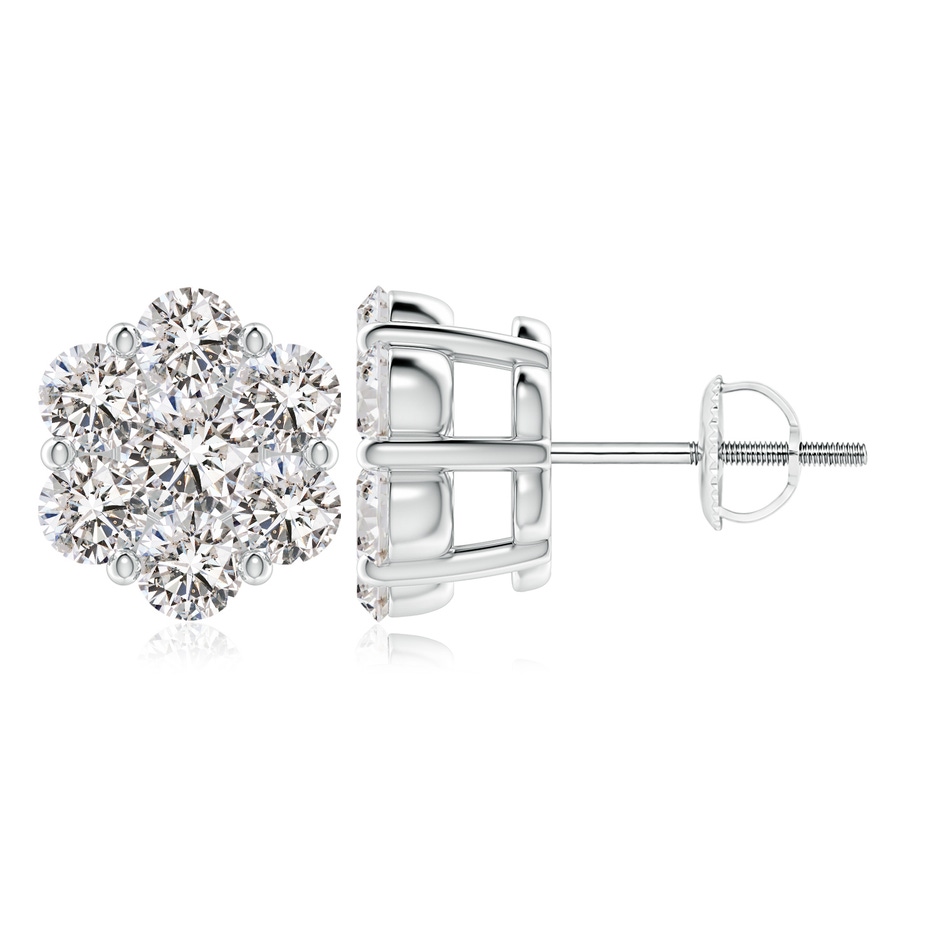 4.3mm IJI1I2 Pressure-Set Diamond Clustre Stud Earrings in White Gold 